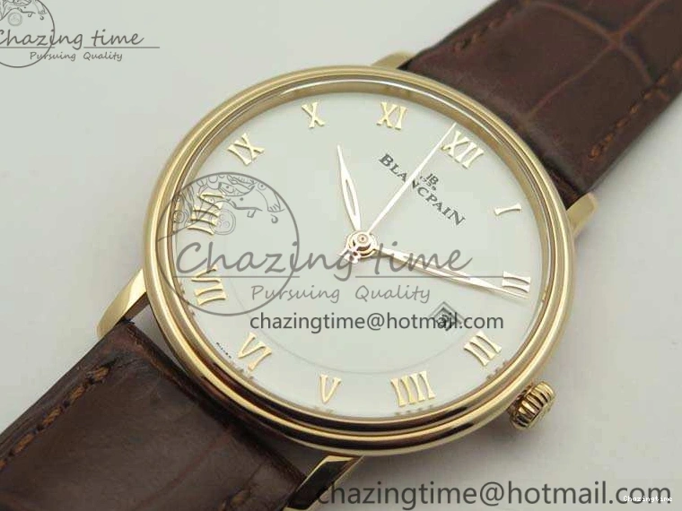 0309 Villeret 6651 RG ZF 1:1 Best Edition White Dial On Brown Leather Strap A Unique 8097